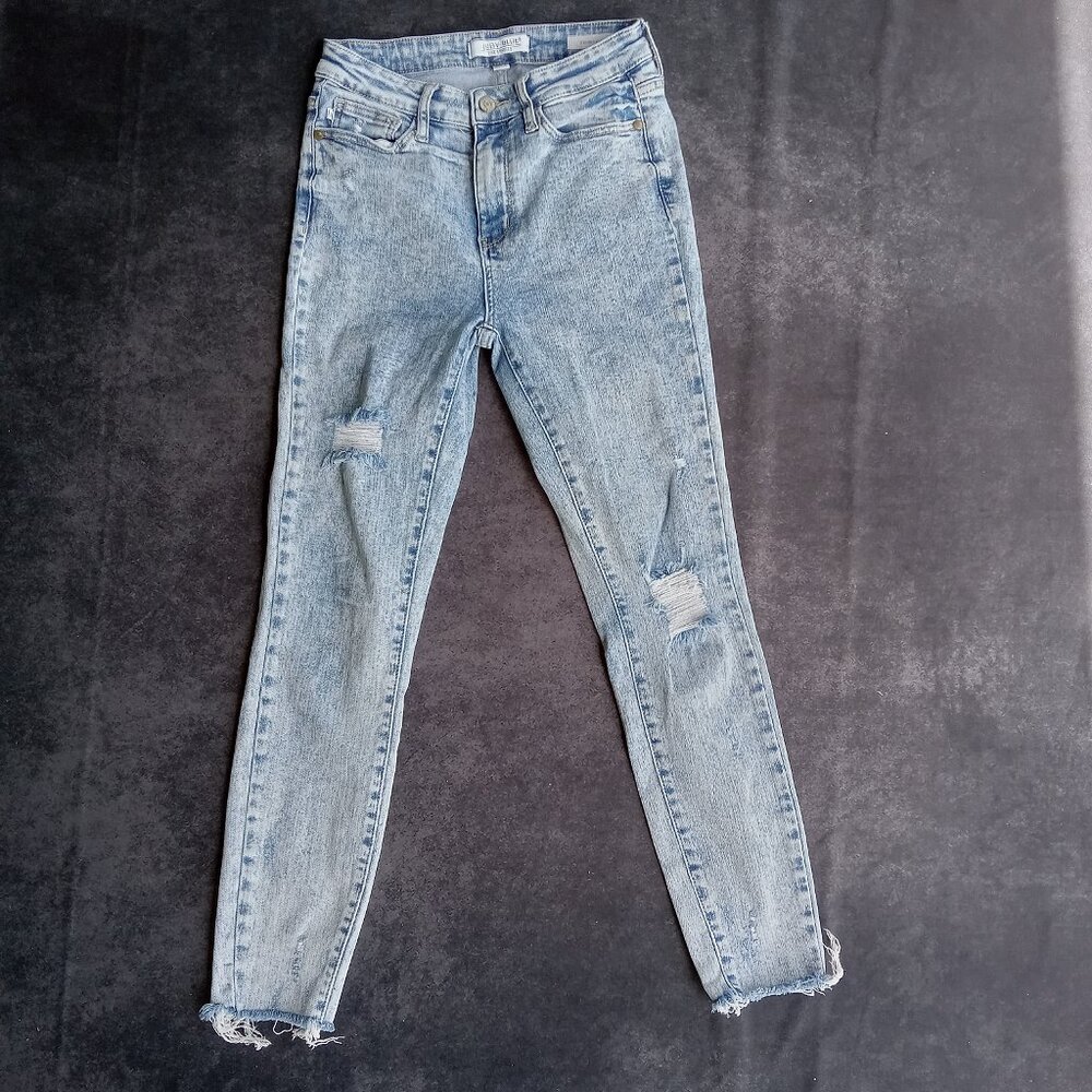 JUDY BLUE‎ acid wash skinny fit frayed hem size 5/27
